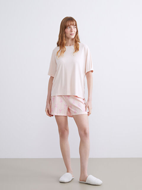 LCW DREAM Beli Lastikli Fiyonk Desenli Kadın Şort Pijama Alt - S5I101Z8-LT4