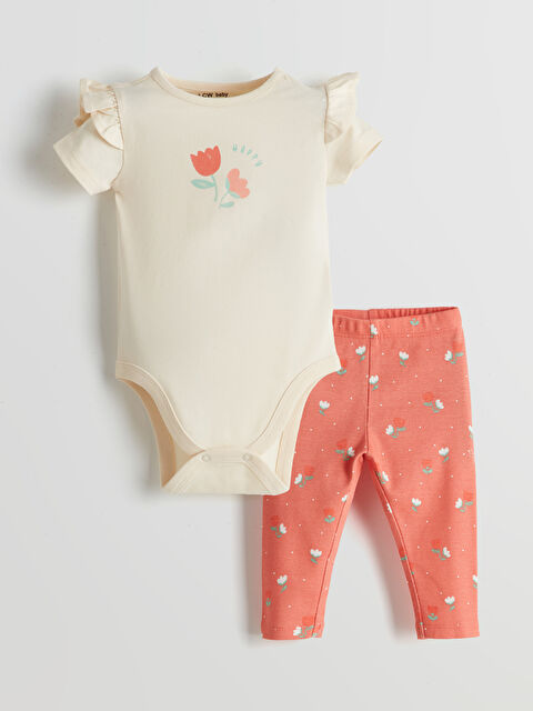LCW baby Organik Kumaş Kız Bebek Çıtçıtlı Body ve Tayt 2'li - S5I155Z1-FDL