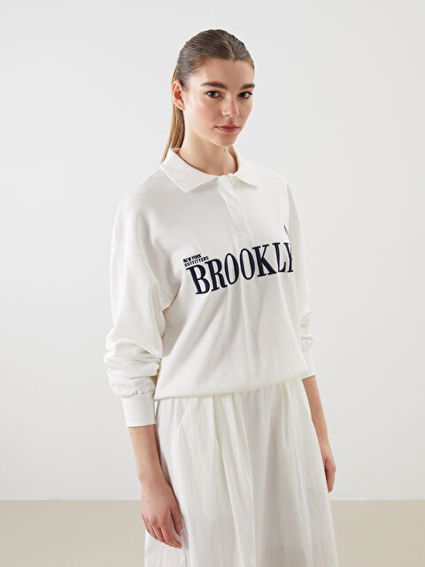 XSIDE Polo Yaka Brooklyn Nakışlı Kadın Sweatshirt