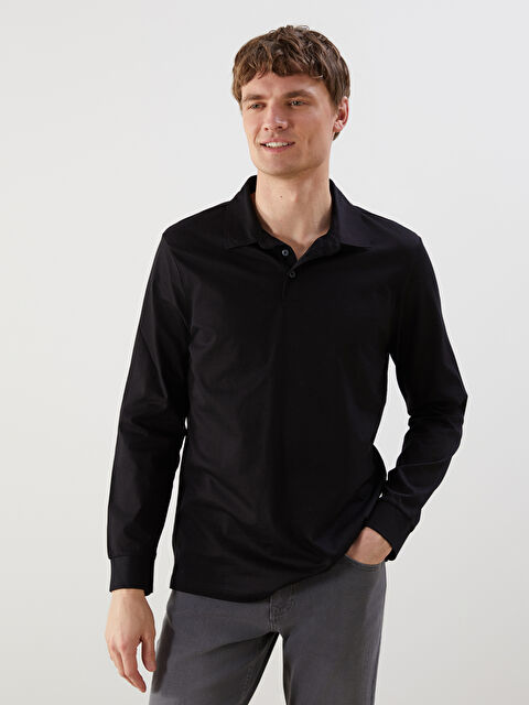 LCWAIKIKI Classic Polo Yaka Uzun Kollu Erkek Sweatshirt - S5I264Z8-CVL