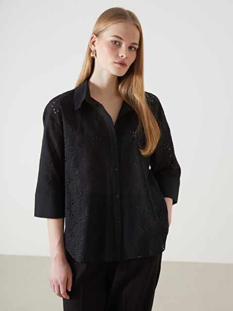 LCW Vision Ajurlu Oversize Kadın Gömlek - S5I319Z8-CVL