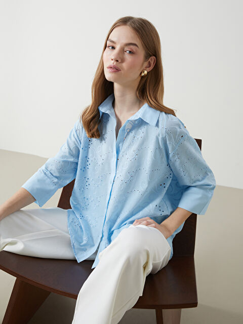 LCW Vision Ajurlu Oversize Kadın Gömlek - S5I319Z8-PAU