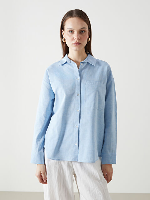 LCW Vision Oversize Keten Karışımlı Kadın Gömlek - S5I327Z8-YWT