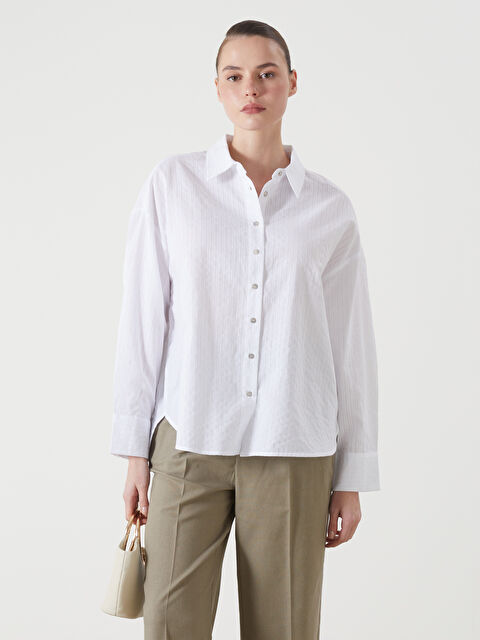 LCW Vision Çizgili Oversize Kadın Gömlek - S5I333Z8-LFC