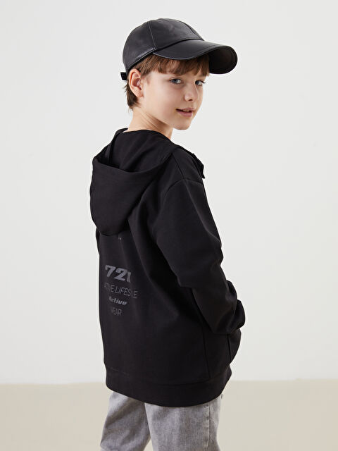 LCW Kids Kapüşonlu Erkek Çocuk Fermuarlı Sweatshirt - S5I353Z4-CVL