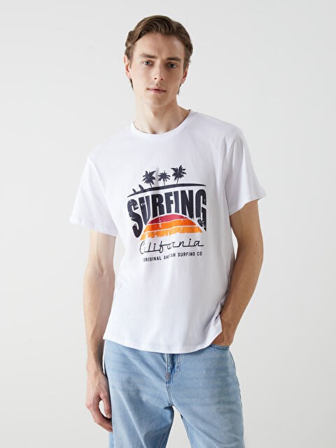 LCW ECO Bisiklet Yaka Kısa Kollu Baskılı Penye Erkek Tişört - S5I566Z8-J5E