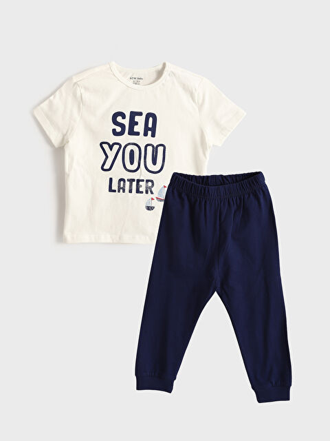 LCW baby Printed Baby Boys' T-Shirt and Trousers 2 Pack - S5I617Z1-FDU