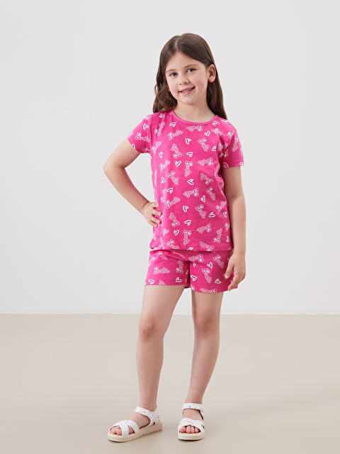 LCW Kids Barbie Baskılı Kız Çocuk Şortlu Pijama Takım - S5I635Z1-LT4