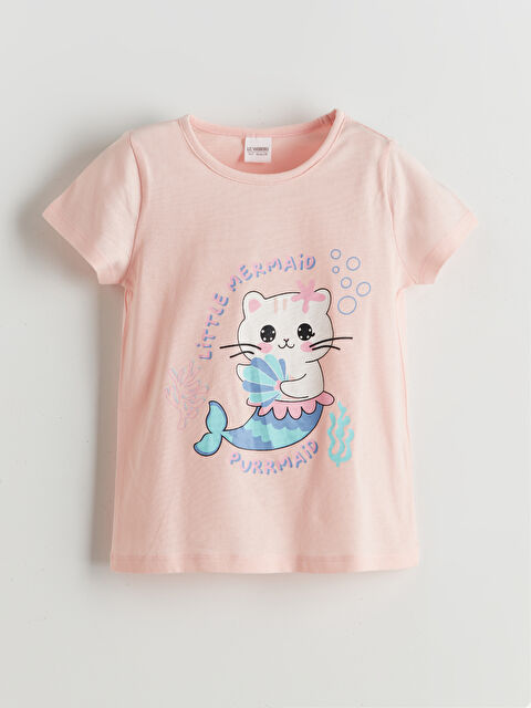 LC WAIKIKI Bisiklet Yaka Baskılı Kız Çocuk Pijama Üstü - S5I665Z1-FUT