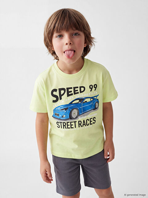 LCW Kids Bisiklet Yaka Erkek Çocuk Tişört ve Şort