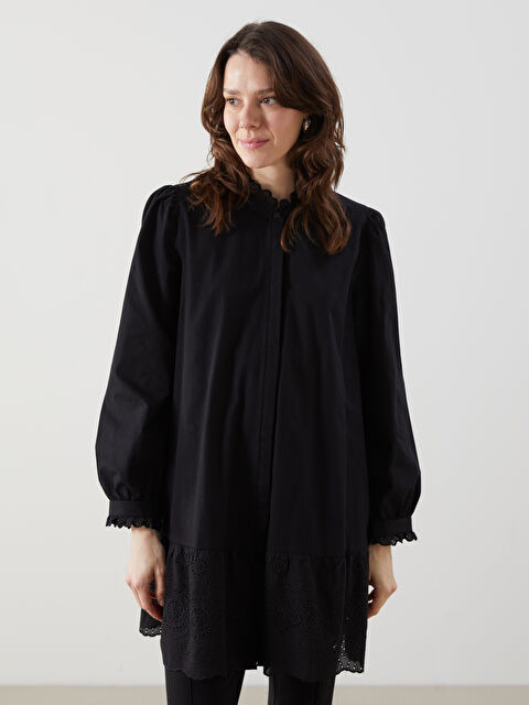 LCW Comfort Hakim Yaka Nakışlı Poplin Kadın Tunik - S5I817Z8-CVL