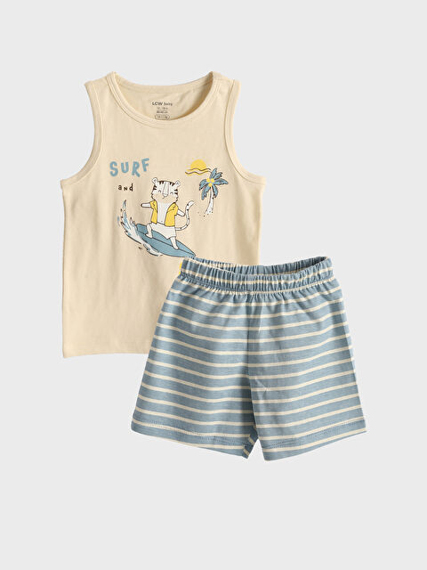 LCW baby Majica bez rukava sa okruglim izrezom i štampom za bebe dečake i šorts - 2-deljni komplet - S5I899Z1-KXP