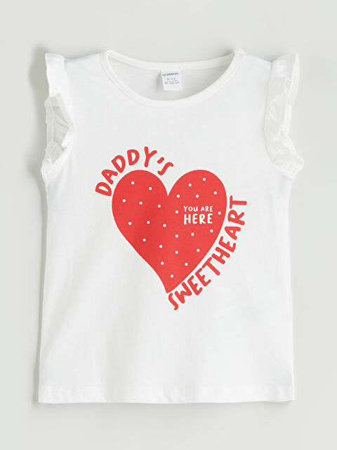 LCW Kids Bisiklet Yaka Baskılı Volanlı Kız Çocuk Atlet - S5I961Z1-Q6K