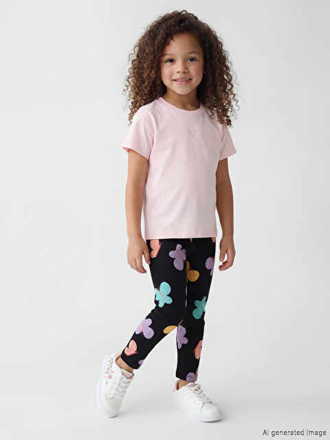 LCW Kids بنات سروال ضيق بطبعة فراشة مع خصر مطاطي