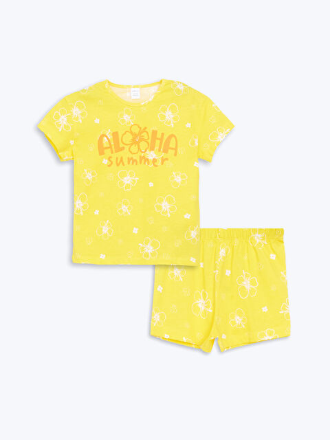 LCW ECO Crew Neck Printed Girls' T-Shirt and Shorts 2 Pack - S5IA90Z1-LUG