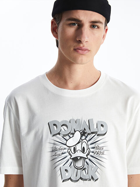 XSIDE Bisiklet Yaka Donald Duck Baskılı Penye Erkek Tişört - S5IB13Z8-R9J
