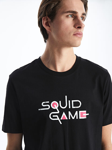 XSIDE Bisiklet Yaka Kısa Kollu Squid Game Baskılı Penye Erkek Tişört - S5IB28Z8-CVL