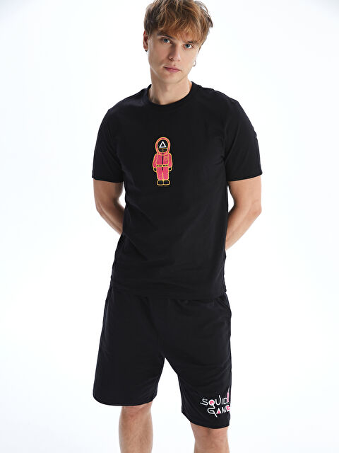 XSIDE Bisiklet Yaka Kısa Kollu Squid Game Baskılı Penye Erkek Tişört - S5IB29Z8-CVL