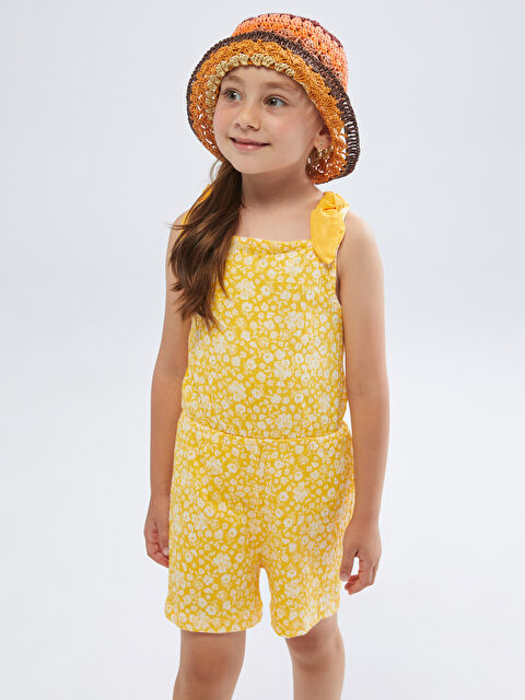 LCW Kids Kare Yaka Çiçekli Kız Çocuk Tulum - S5IB63Z1-LSR