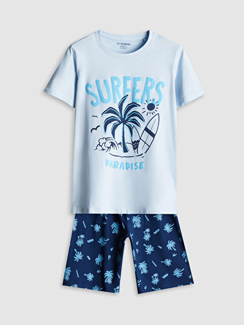 LCW Kids Bisiklet Yaka Erkek Çocuk Şortlu Pijama Takımı - S5IE36Z4-QXL