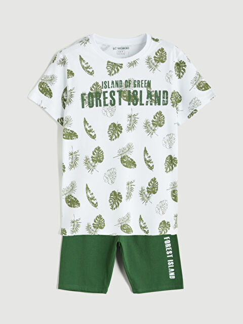 LCW Kids Bisiklet Yaka Erkek Çocuk Şortlu Pijama Takımı - S5IE75Z4-LU7