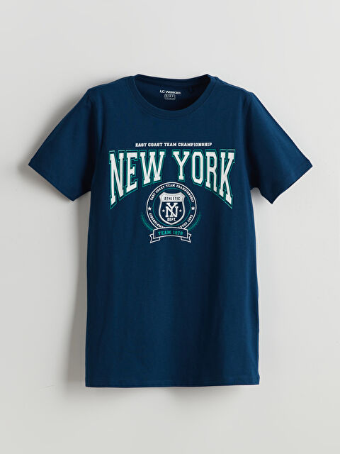 LCW Kids Bisiklet Yaka New York Baskılı Erkek Çocuk Pijama Üst - S5IE76Z4-JC7