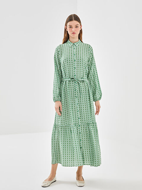 LCW Modest Çiçekli Kadın Gömlek Elbise - S5IE80Z8-LRR