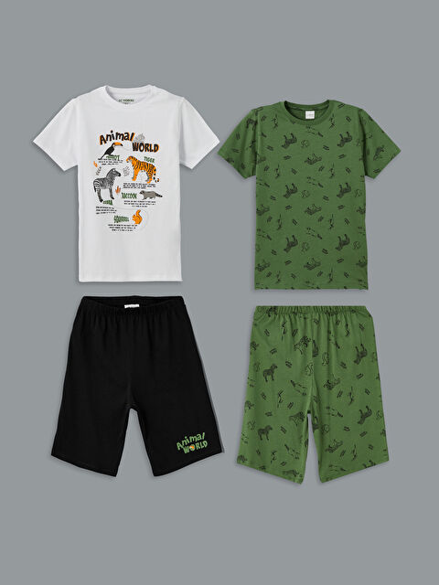 LCW Kids Bisiklet Yaka Erkek Çocuk Şortlu Pijama Takımı 2'li - S5IF16Z4-Q6K