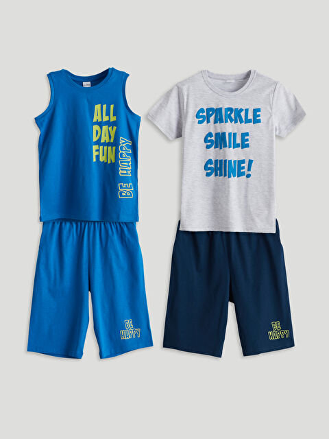 LCW Kids Bisiklet Yaka Erkek Çocuk Şortlu Pijama Takımı 2'li - S5IF74Z4-JUF