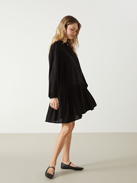 LCW ECO Kaçık Yaka Nakışlı Poplin Kadın Gömlek Elbise - S5IH08Z8-CVL