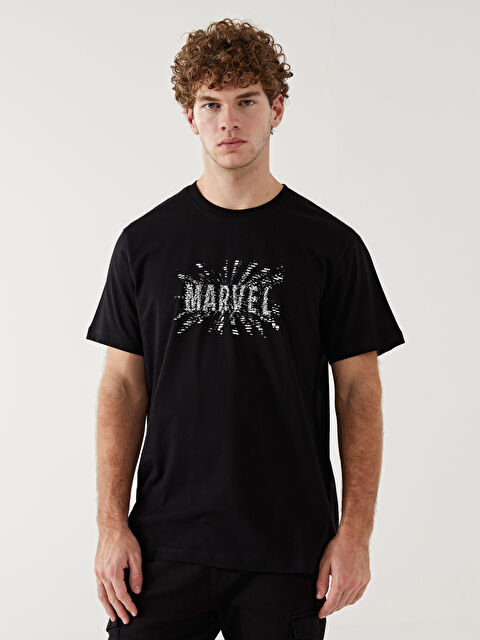 XSIDE Crew Neck Short Sleeve Marvel Printed Jersey Men's T-Shirt - S5IH40Z8-CVL