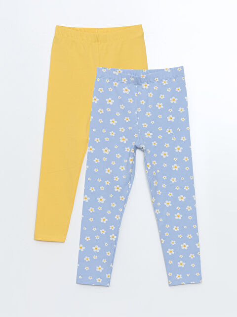 LCW Kids Beli Lastikli Çiçekli Kız Çocuk Tayt 2'li - S5II23Z1-LQQ