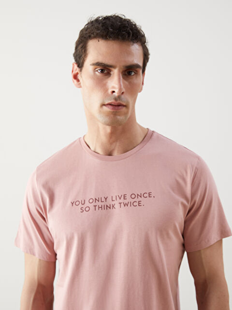 LCW ECO Bisiklet Yaka Baskılı Penye Erkek Tişört - S5II66Z8-GUK