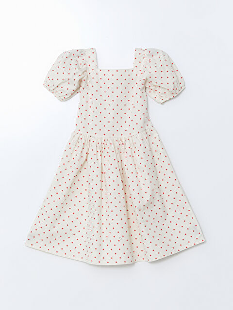 LCW Kids Kare Yaka Kız Çocuk Poplin Elbise - S5II96Z4-LRB