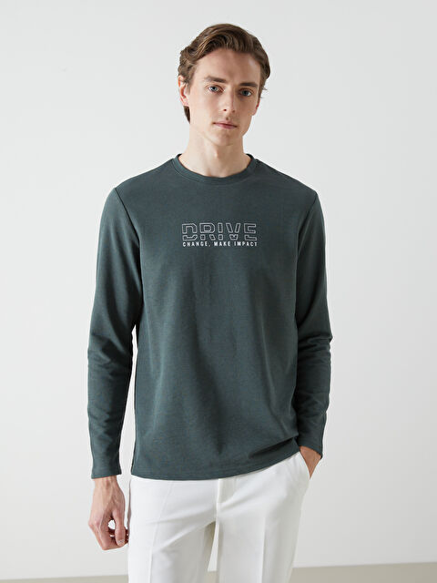 LCWAIKIKI Classic Bisiklet Yaka Uzun Kollu Baskılı Erkek Sweatshirt - S5IJ23Z8-HMP