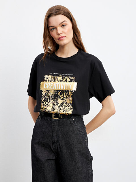 LCWAIKIKI Classic Crew Neck Printed Women's T-Shirt - S5IJ62Z8-CVL