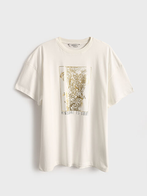 LCWAIKIKI Classic Crew Neck Printed Oversize Women's T-Shirt - S5IJ64Z8-L7Y