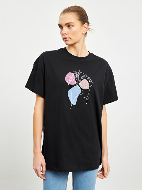 LCWAIKIKI Classic Crew Neck Printed Oversize Women's T-Shirt - S5IJ65Z8-HEG