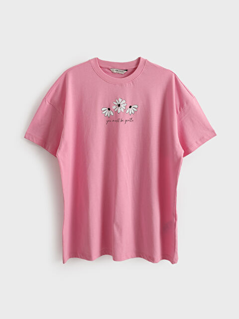 LCWAIKIKI Classic Crew Neck Printed Oversize Women's T-Shirt - S5IJ68Z8-GA5