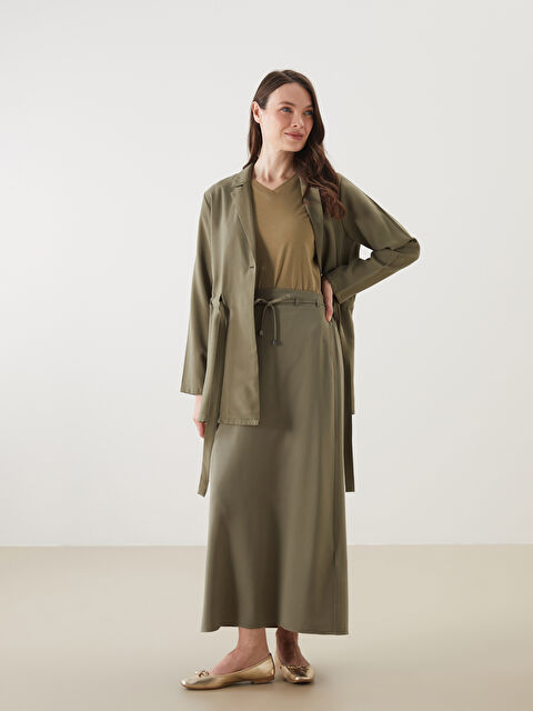 LCW Grace Standart Fit A Kesim Keten Görünümlü Kadın Etek - S5IJ74Z8-HFB