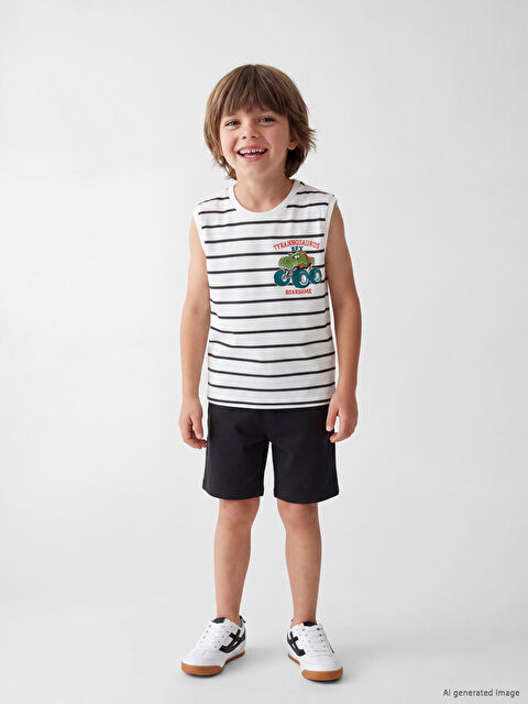 LCW Kids Çizgili Erkek Çocuk Atlet ve Şort 2'li