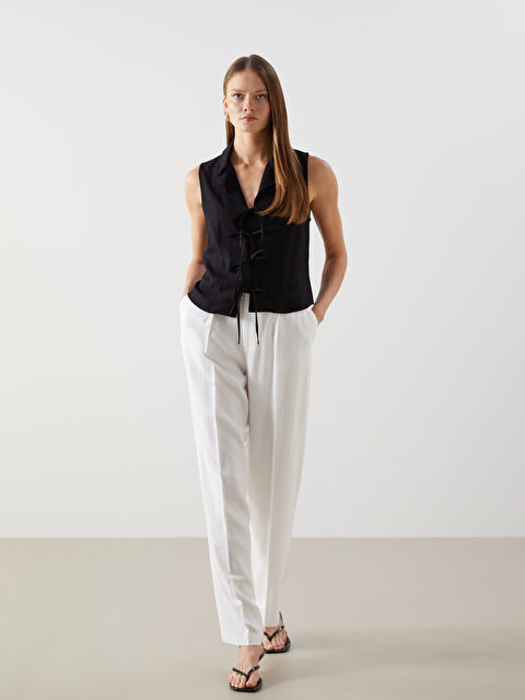 LCW Vision Beli Lastikli Keten Karışımlı Kadın Pantolon - S5IK72Z8-R9J