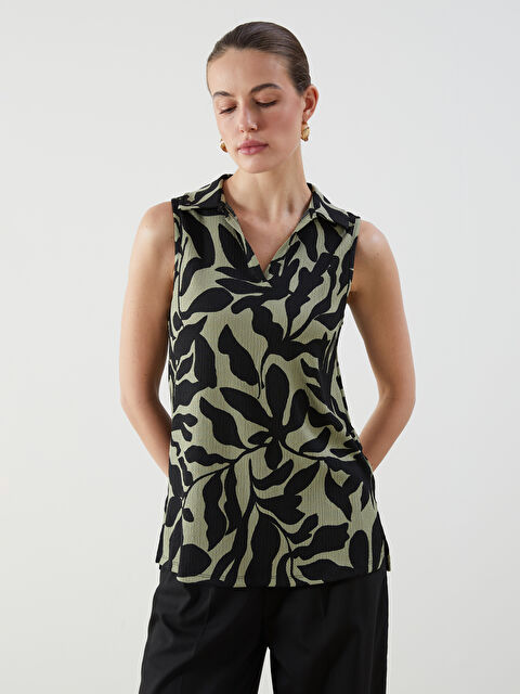 LCWAIKIKI Classic Gömlek Yaka Desenli Bluz - S5IK95Z8-LS6