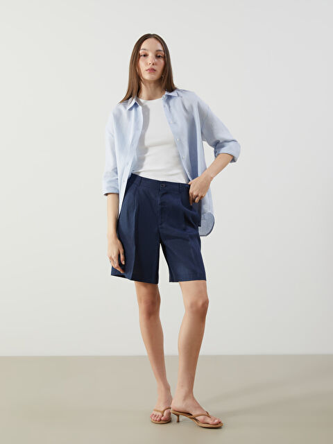 LCW Vision Loose Fit %100 Keten Kadın Şort - S5IL19Z8-CTG