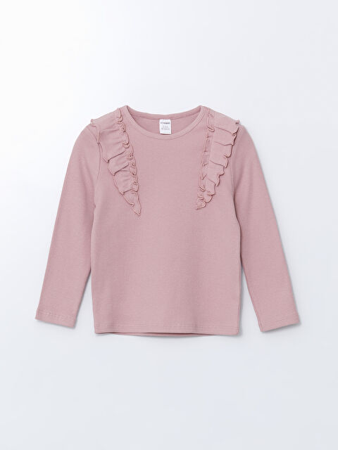 LCW baby Fırfır Detaylı Bisiklet Yaka Kız Çocuk Tişört - S5IL22Z1-FHR