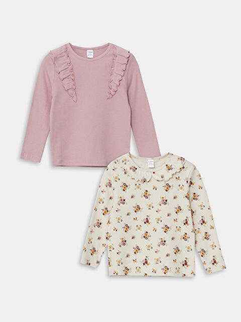 LCW Kids Bisiklet Yaka Çiçekli Kız Çocuk Bluz 2'li - S5IL23Z1-LRA