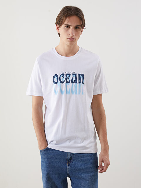 [ JEANS] Crew Neck T-shirt★人気★ XSIDE Crew Neck Printed Men's T-Shirt -S5IL29Z8-Q6K - LC Waikiki