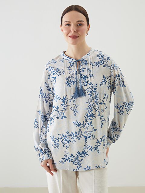 LCW Grace Bağlamalı Yaka Çiçekli Kadın Bluz - S5IL94Z8-LQQ