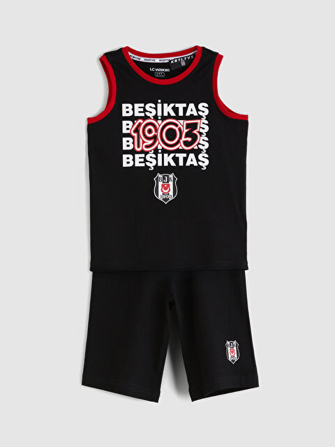 LCW Kids Bisiklet Yaka Beşiktaş Baskılı Erkek Çocuk Şortlu Pijama Takımı - S5IM36Z1-CVL