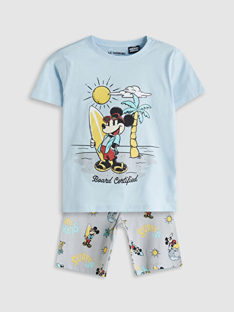LCW Kids Mickey Mouse Baskılı Erkek Çocuk Şortlu Pijama Takımı - S5IM46Z1-QXL